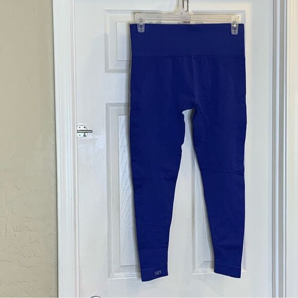 SET Active Blue Seamless High Waisted Leggings Size XL - Picture 4 of 8